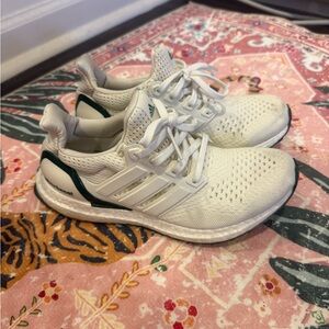 Adidas White and Dark Green Ultra Boost